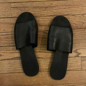 Madewell Black Leather Slide Sandals